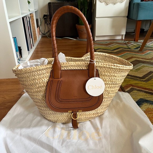 Medium raffia basket bag